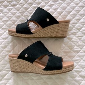 New Ugg  size 6 black suede wedge sandals